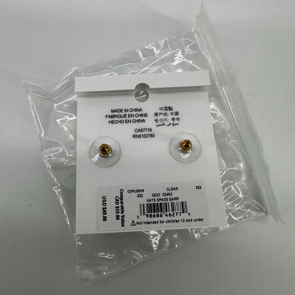 Kate Spade New York Gumdrop Stud Earrings Clear Gold - Picture 4 of 6